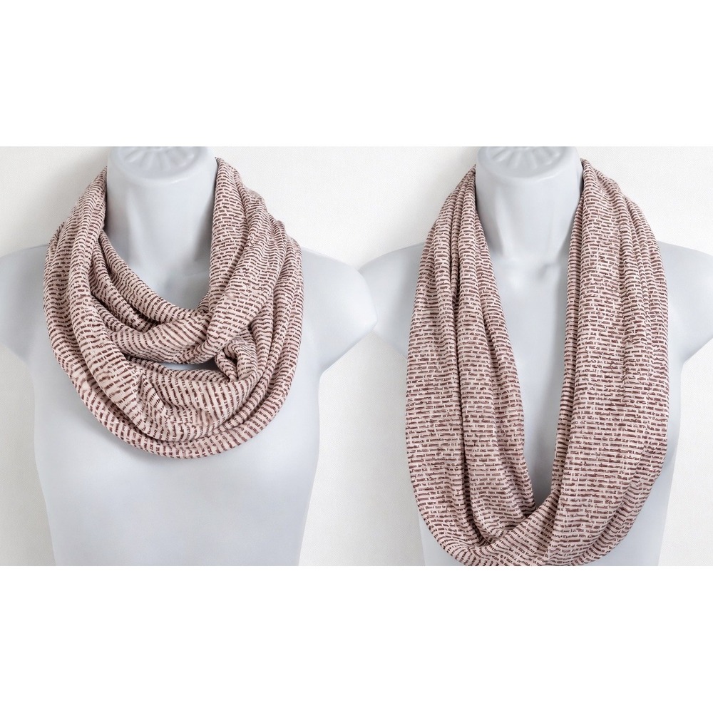 Infinity Scarf Literary Print Cream Burgundy Knit‎ Frankenstein Dark Academia